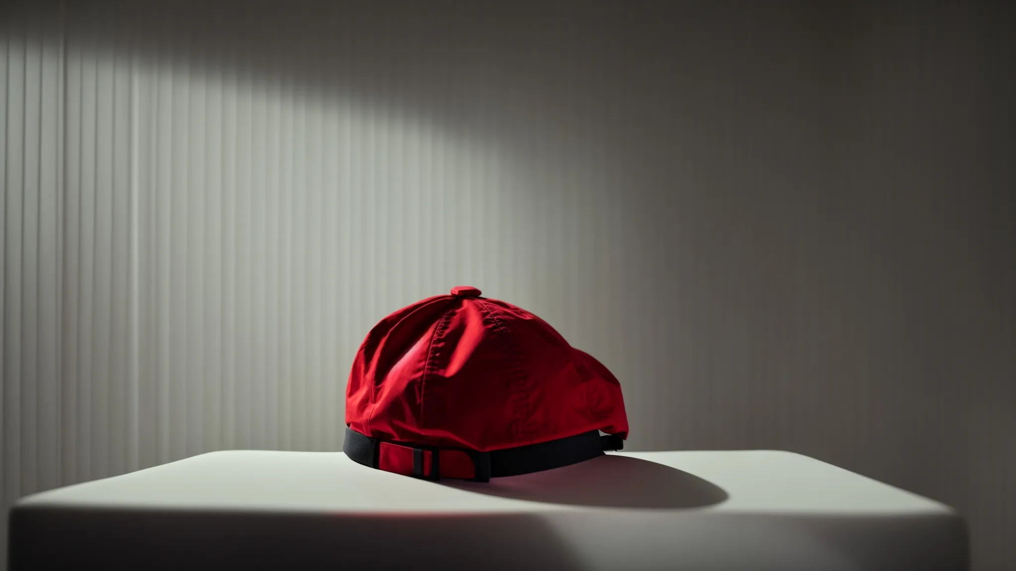 a person sitting comfortably in a dimly lit room, wearing a red light therapy cap, with a relaxed posture reflecting both treatment and safety.