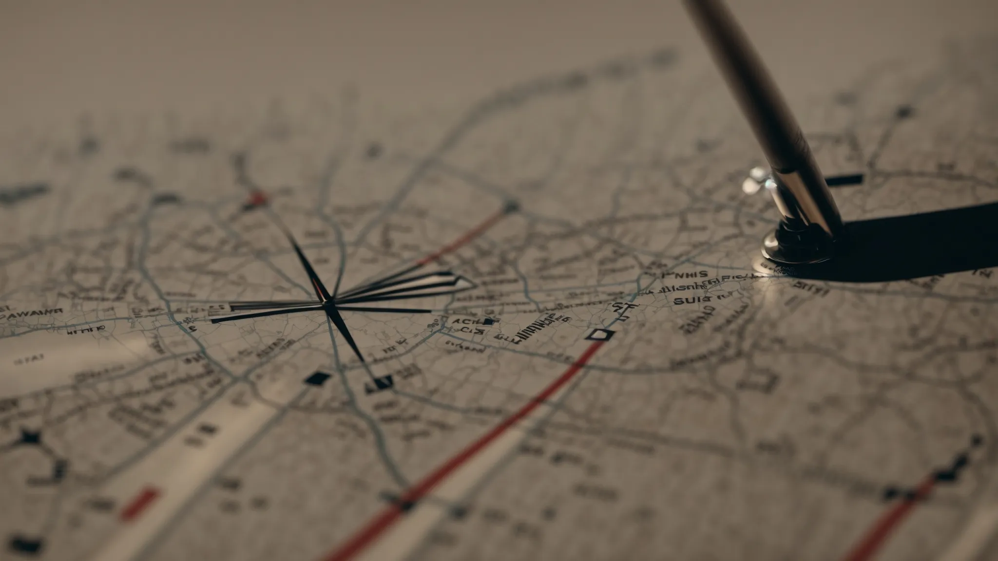 a compass and a roadmap highlighting a strategic path towards a marked destination.