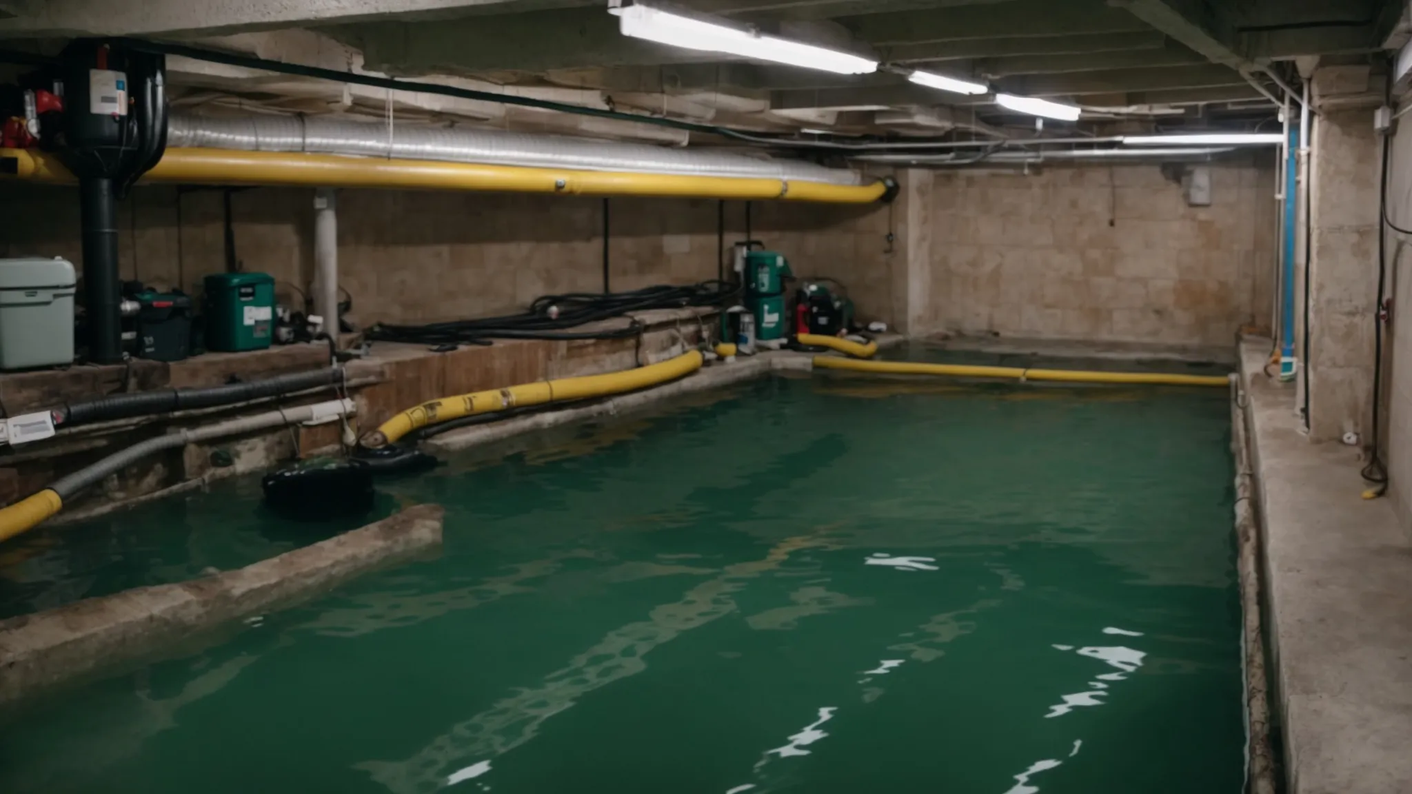 a well-organized basement with a prominently placed sump pump and clear floor space suggests readiness against potential flooding.