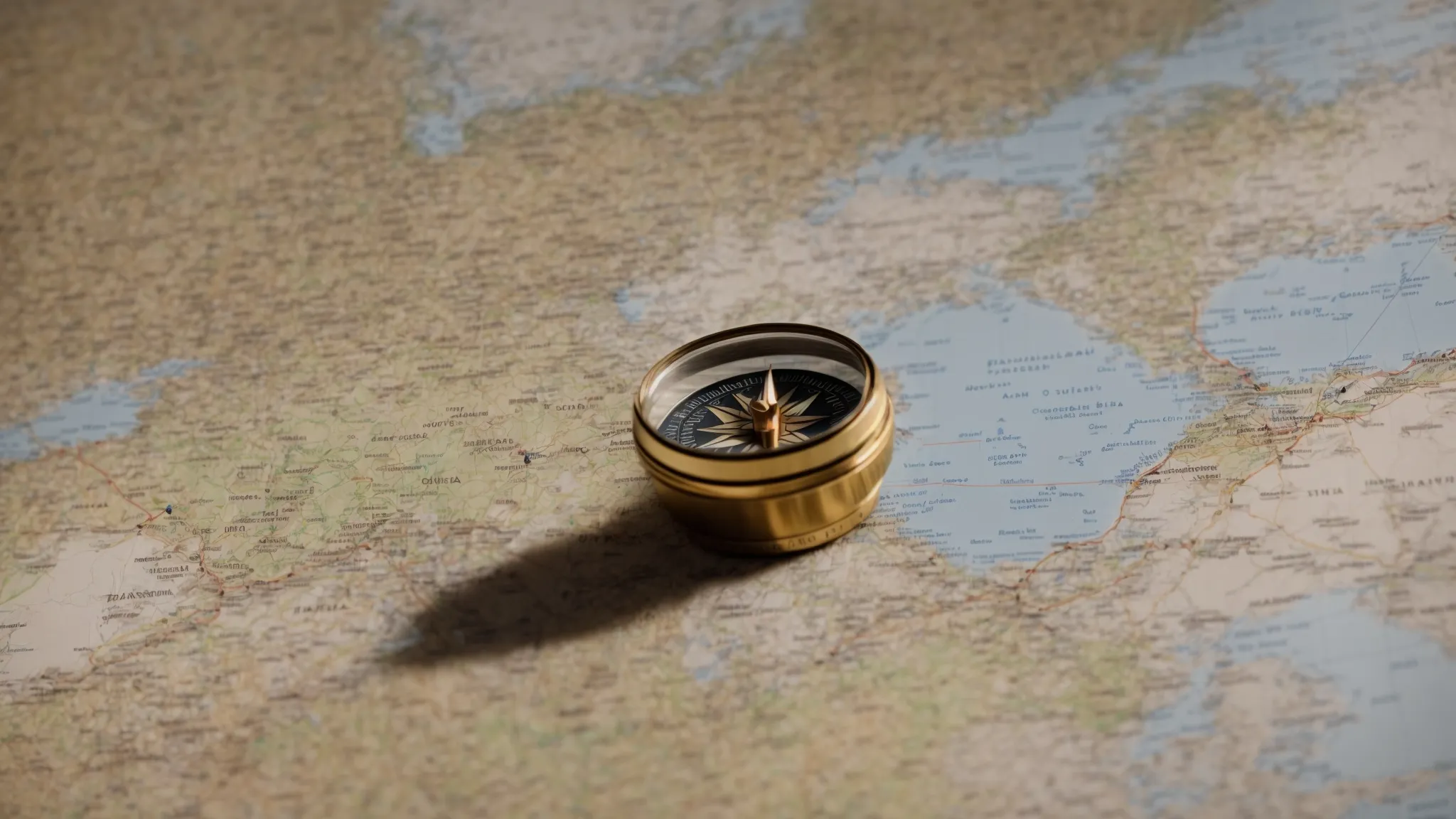 a compass and a small boat on a map, symbolizing navigation through the digital marketing landscape.