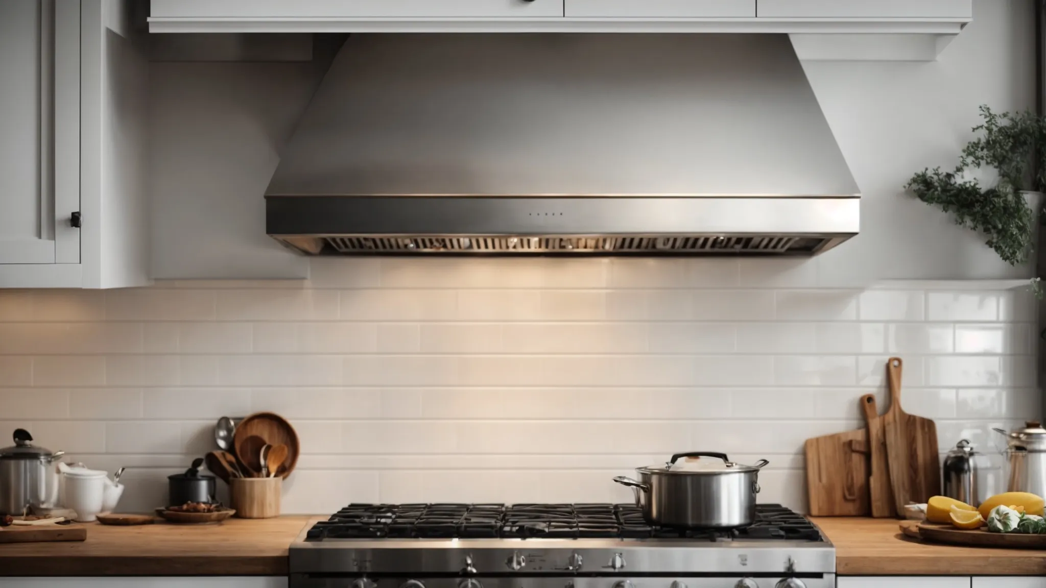 a kitchen hood hangs above a stove in a clean, well-maintained kitchen, symbolizing the ongoing effort to combat grease stains.