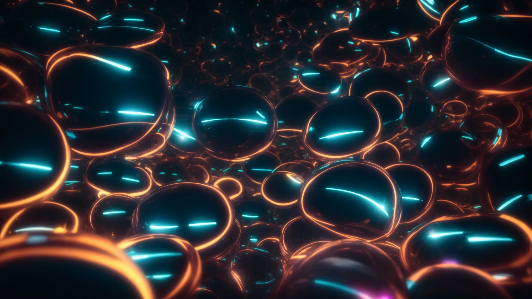 a cluster of glowing, interconnected chat bubbles against a futuristic digital background.