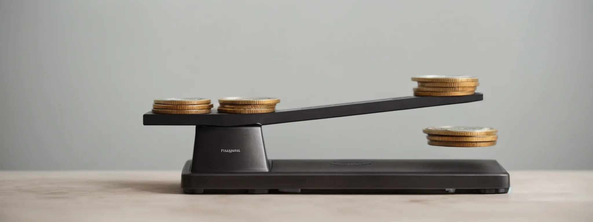 a scale balancing a stack of coins on one side and a bundle of services on the other, symbolizing the equilibrium in pricing strategies for white label services.
