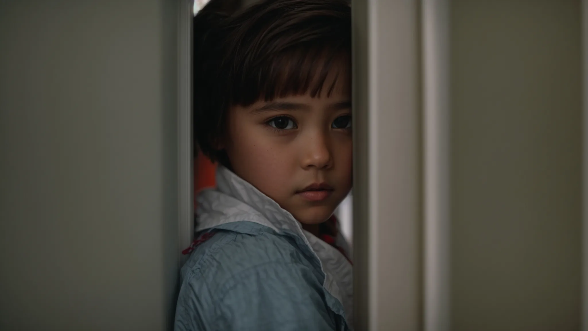 a child peers around a doorway, eyes wide and bright, as they listen to their parent gushing about their achievements on a phone call in the next room.