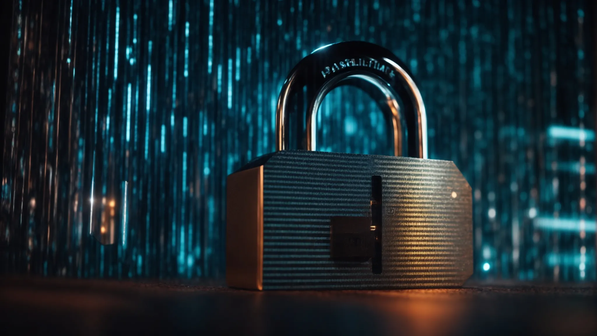 a padlock symbol glows against a digital backdrop, symbolizing a secure website protected by https protocol.