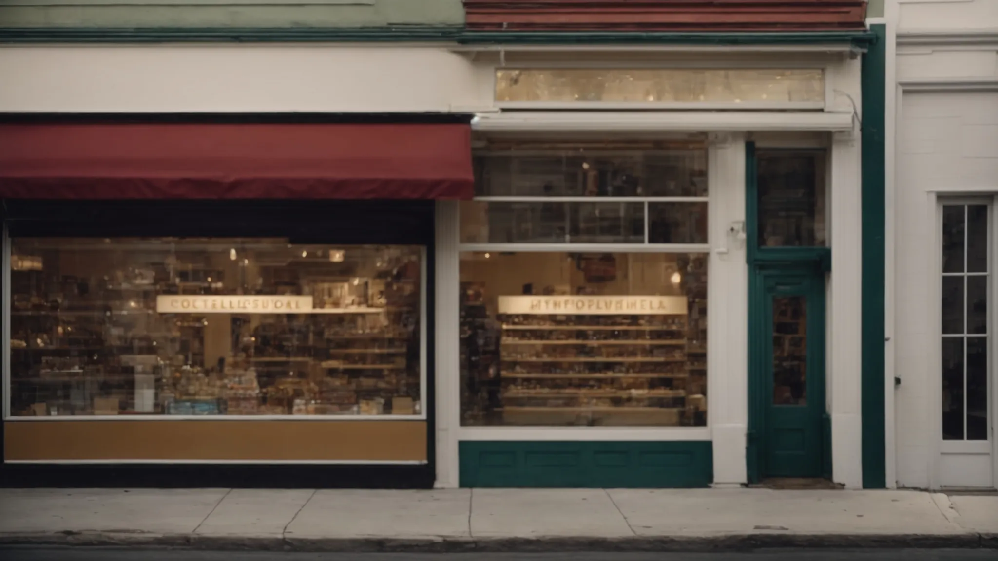 a timeline showcasing the transformation of store fronts from small historic shops to modern retail chains.