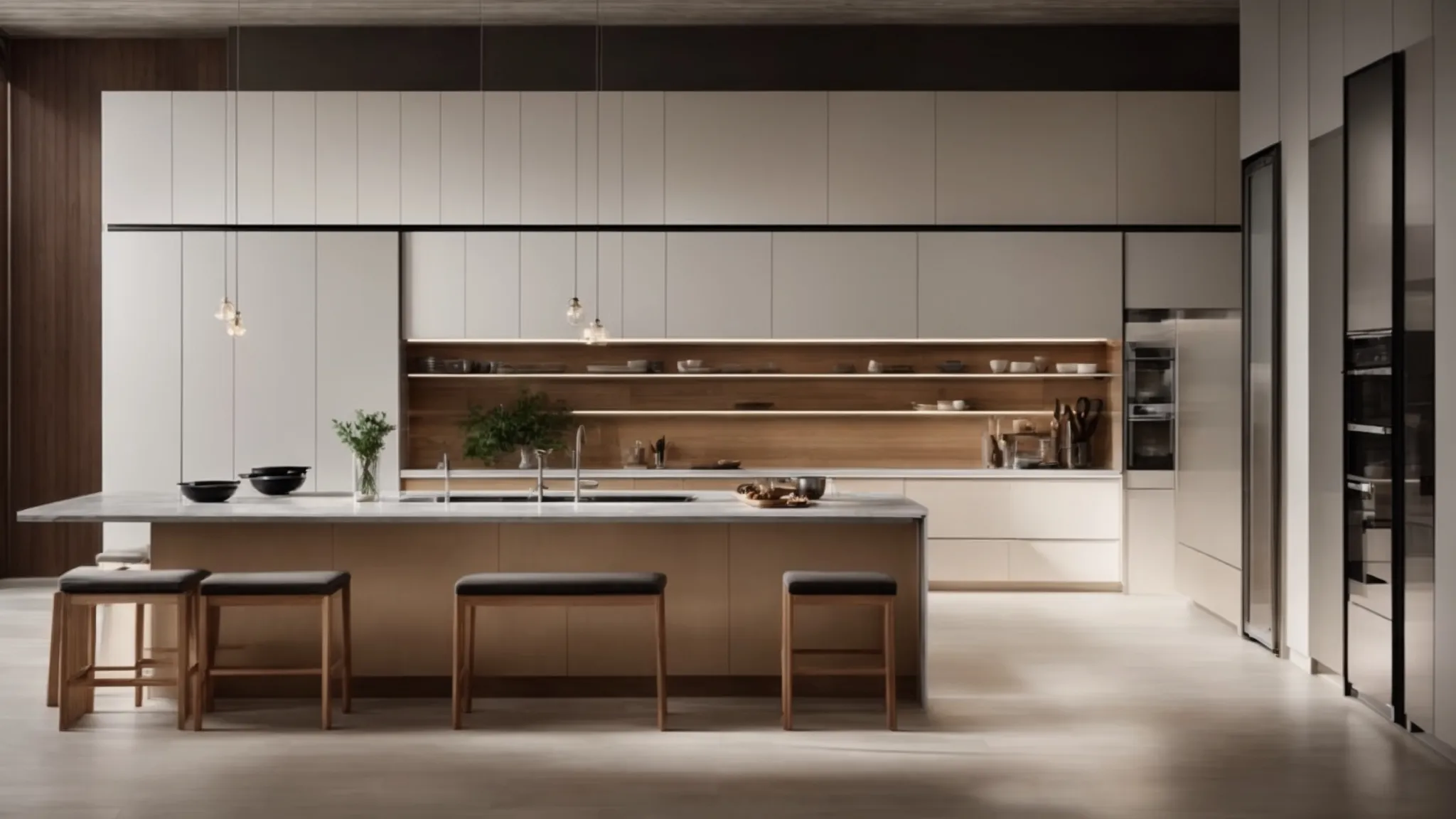 rows of sleek, modern kitchen cabinets displayed in a spacious showroom, illuminating the possibilities for a kitchen transformation.