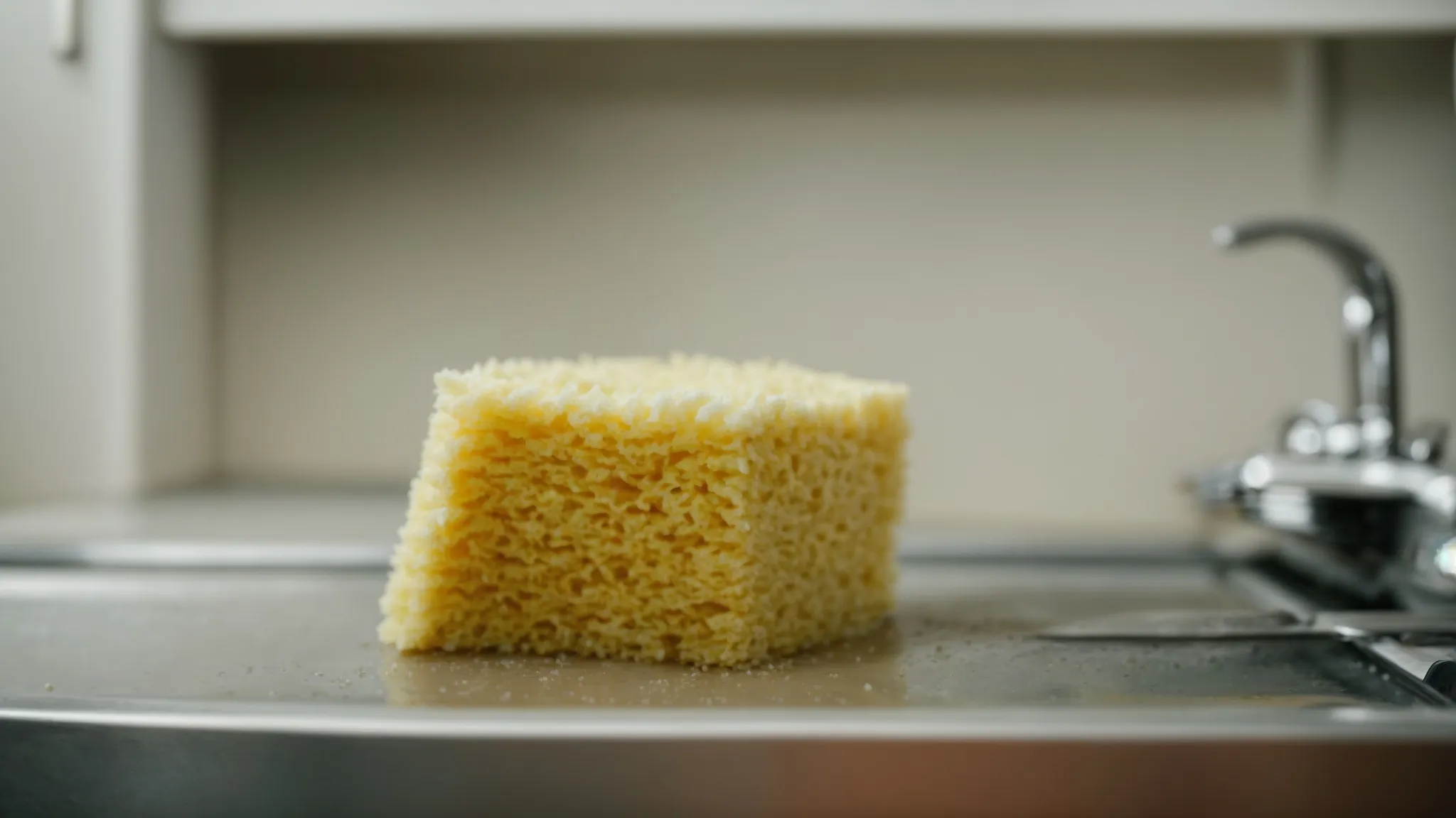 a person gently scrubbing a kitchen hood with a sponge.