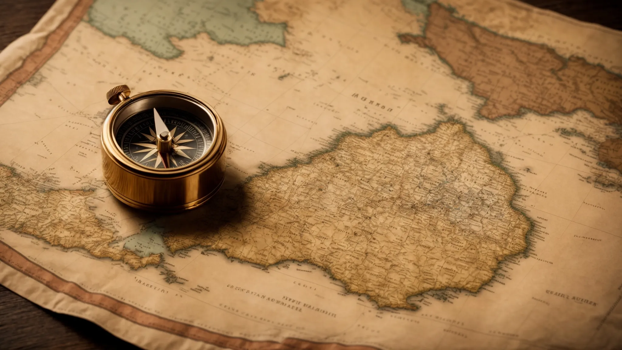 a compass lies next to an ancient map, symbolizing the journey of navigating through strategic choices.