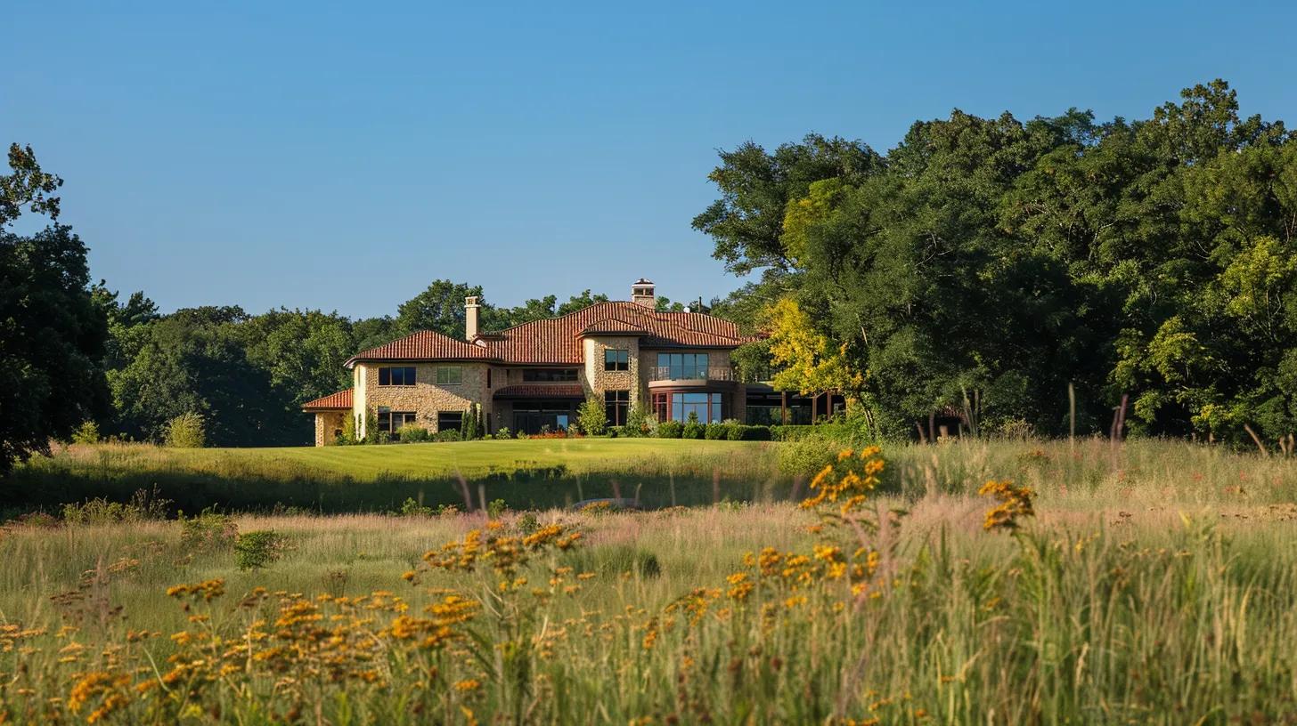 a beautifully designed custom home stands proudly amid a lush landscape, framed by clear blue skies, symbolizing the harmonious blend of architectural creativity and zoning variance possibilities. a beautifully designed custom home stands proudly amid a lush landscape, framed by clear blue skies, symbolizing the harmonious blend of architectural creativity and zoning variance possibilities.