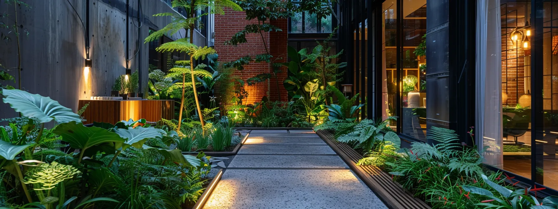 a beautifully designed urban garden layout showcases an array of vibrant native plants and elegant hardscaping elements, illuminated by soft, warm indoor lighting, highlighting the harmonious blend of functionality and aesthetic appeal in landscaping techniques. a beautifully designed urban garden layout showcases an array of vibrant native plants and elegant hardscaping elements, illuminated by soft, warm indoor lighting, highlighting the harmonious blend of functionality and aesthetic appeal in landscaping techniques.