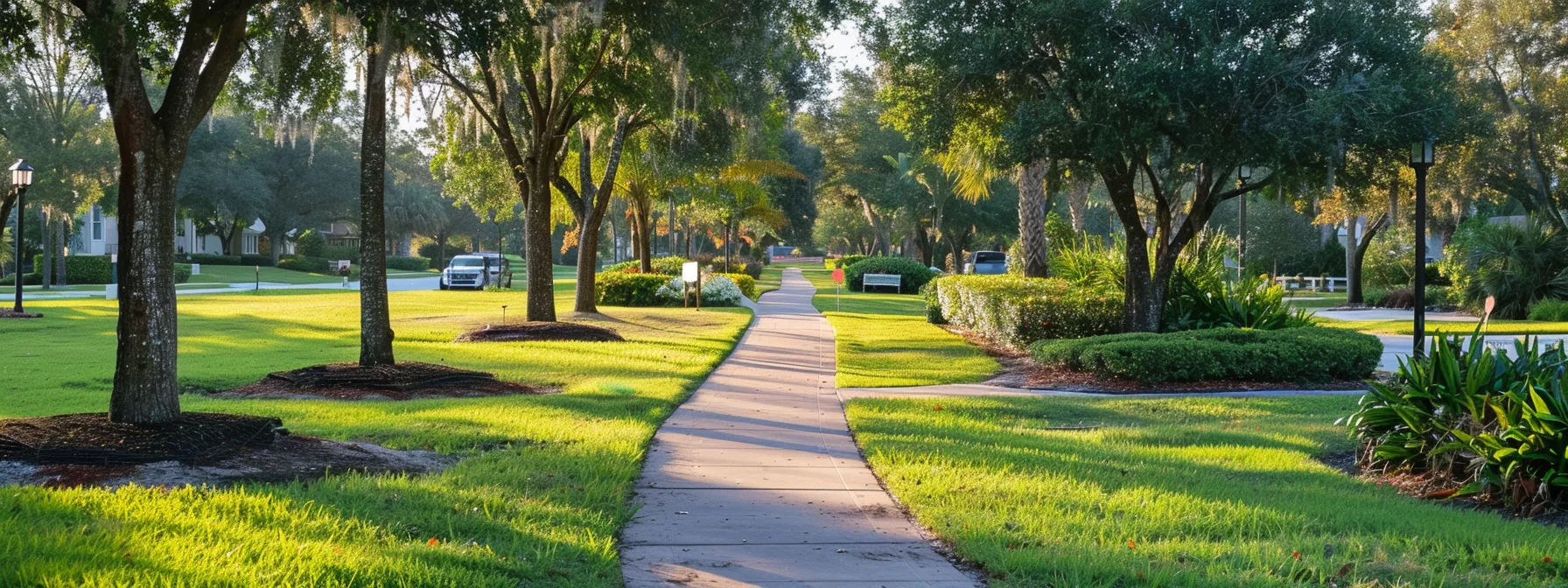 a beautifully landscaped hoa community in st. cloud, florida, featuring vibrant green sod and native plant species, showcases well-maintained sidewalks and inviting gathering spaces that radiate neighborhood pride and connectivity. a beautifully landscaped hoa community in st. cloud, florida, featuring vibrant green sod and native plant species, showcases well-maintained sidewalks and inviting gathering spaces that radiate neighborhood pride and connectivity.