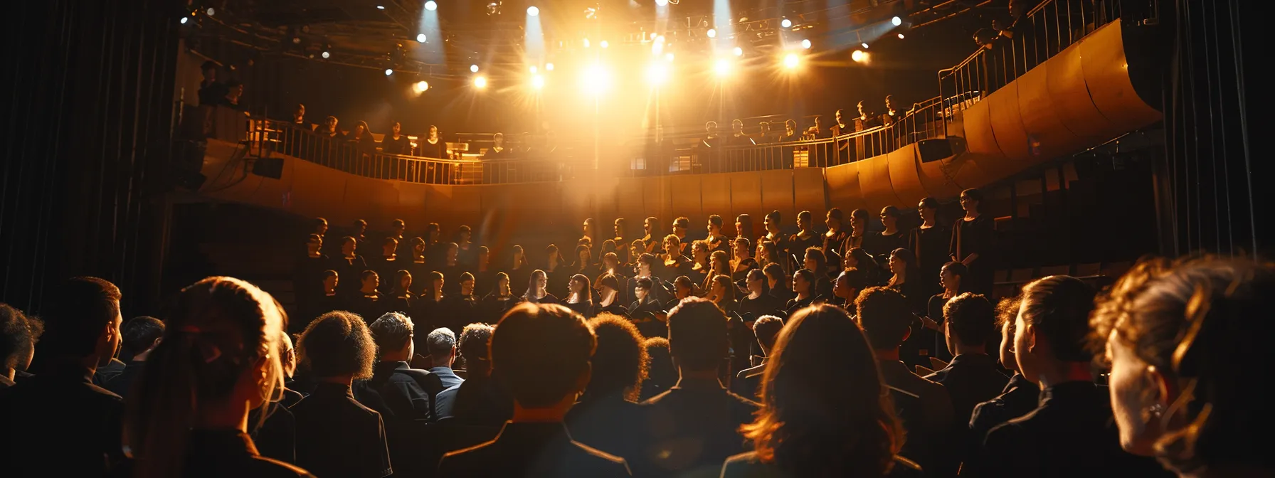 a beautifully organized choir recital scene captures the elegance of performers poised on stage, under warm spotlighting, while an attentive audience enjoys the harmonious ambiance, embodying the spirit of a perfectly coordinated event day. a beautifully organized choir recital scene captures the elegance of performers poised on stage, under warm spotlighting, while an attentive audience enjoys the harmonious ambiance, embodying the spirit of a perfectly coordinated event day.