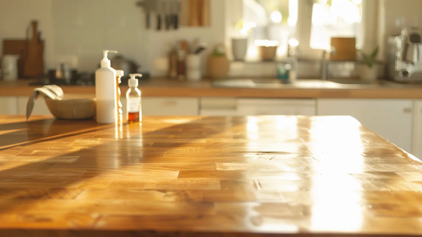 a beautifully polished teak dining table in a modern, stylish kitchen setting, showcasing the natural wood grain and shine, with cleaning supplies like mild soap and teak oil elegantly arranged nearby, emphasizing care techniques and maintenance for longevity. a beautifully polished teak dining table in a modern, stylish kitchen setting, showcasing the natural wood grain and shine, with cleaning supplies like mild soap and teak oil elegantly arranged nearby, emphasizing care techniques and maintenance for longevity.