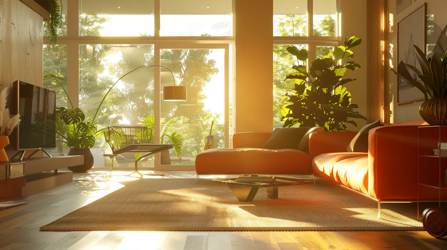 a beautifully renovated modern interior showcases a harmonious blend of sleek design trends and vibrant color palettes, illuminated by natural light streaming through large windows, creating an inviting and inspiring ambiance.
