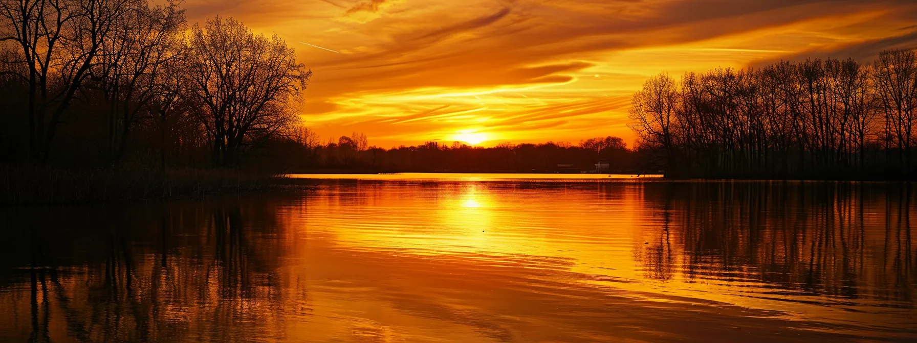 a breathtaking sunset casts a warm, golden glow over a tranquil lake, reflecting the vibrant hues of the sky amidst silhouetted trees lining the shore. a breathtaking sunset casts a warm, golden glow over a tranquil lake, reflecting the vibrant hues of the sky amidst silhouetted trees lining the shore.
