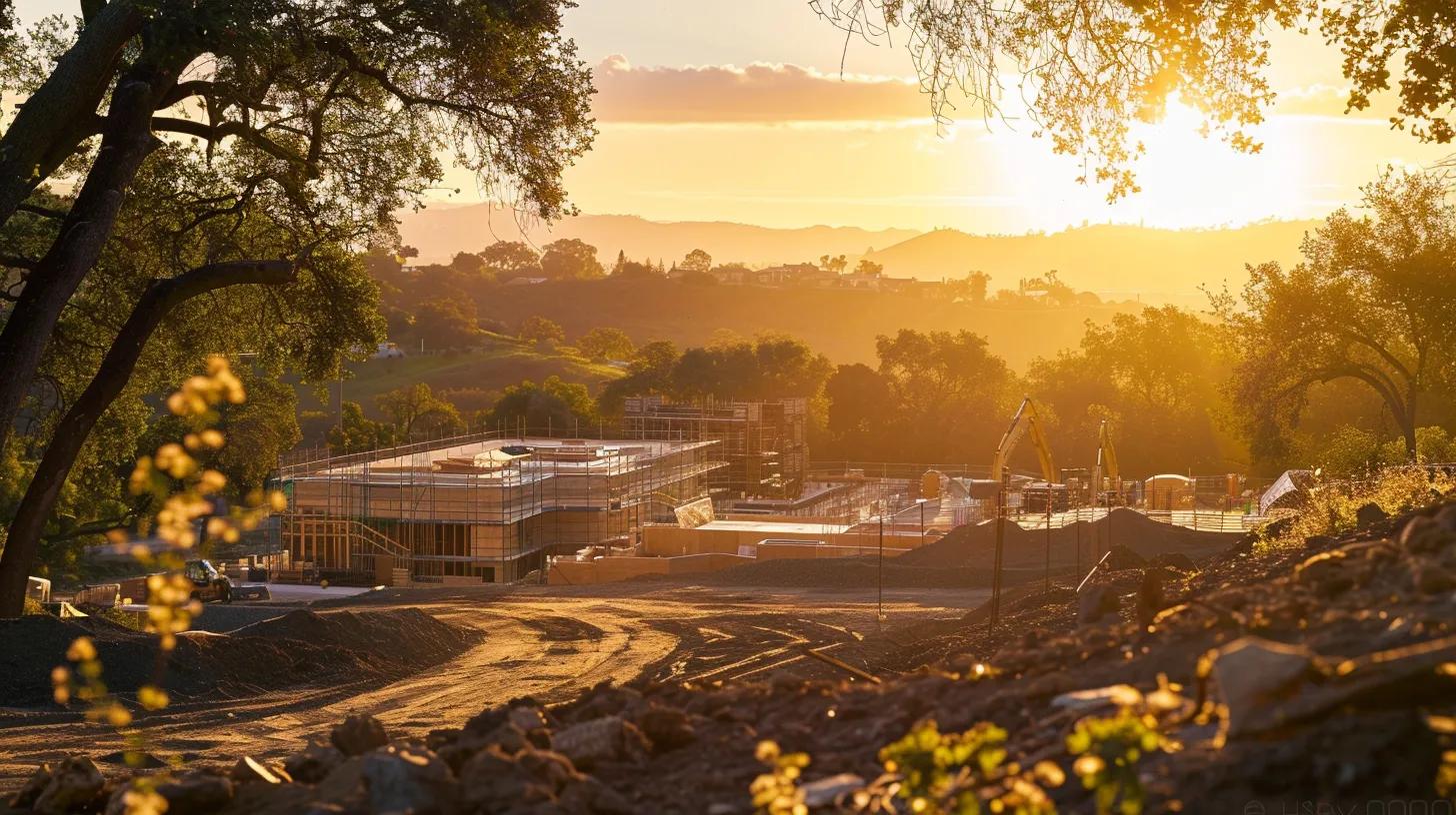 a breathtaking view of a meticulously chosen building site, framed by vibrant nature, showcases a diverse team of skilled professionals collaborating on plans for a custom home, under a warm golden hour glow. a breathtaking view of a meticulously chosen building site, framed by vibrant nature, showcases a diverse team of skilled professionals collaborating on plans for a custom home, under a warm golden hour glow.
