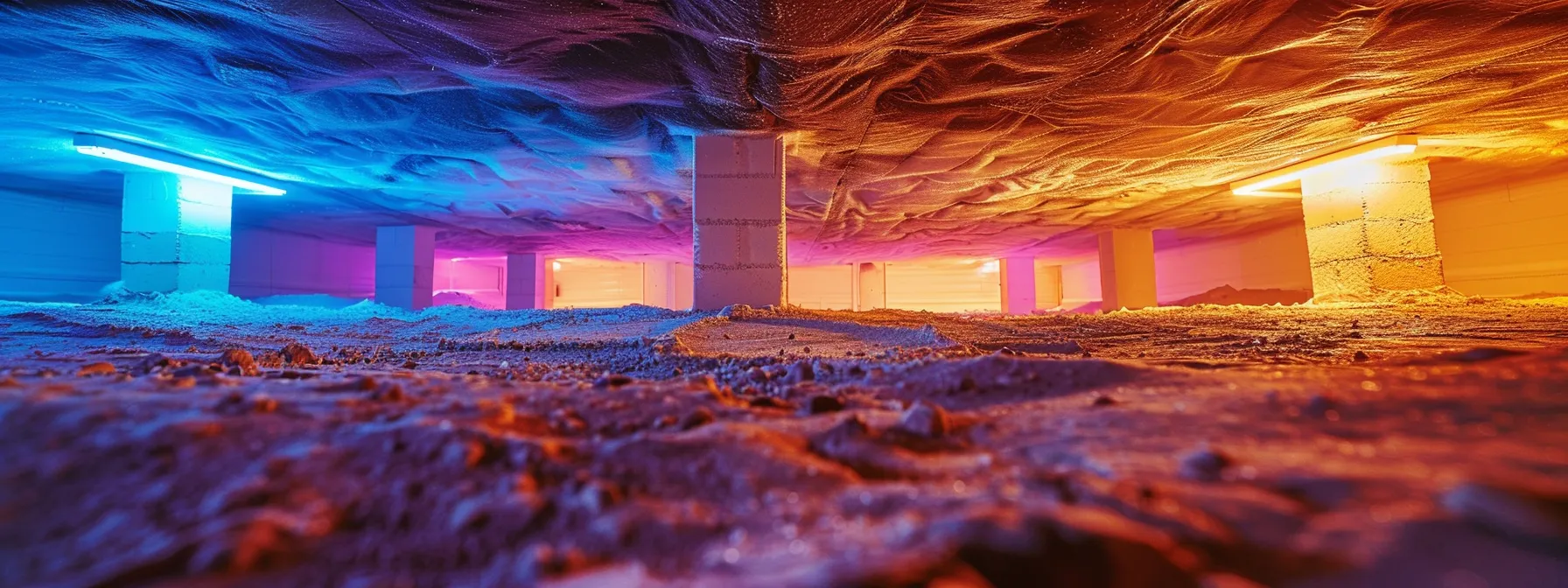 a bright and inviting encapsulated crawlspace in a fort mill home, showcasing clean, moisture-free surroundings and vibrant air quality indicators, symbolizing enhanced health and energy efficiency.