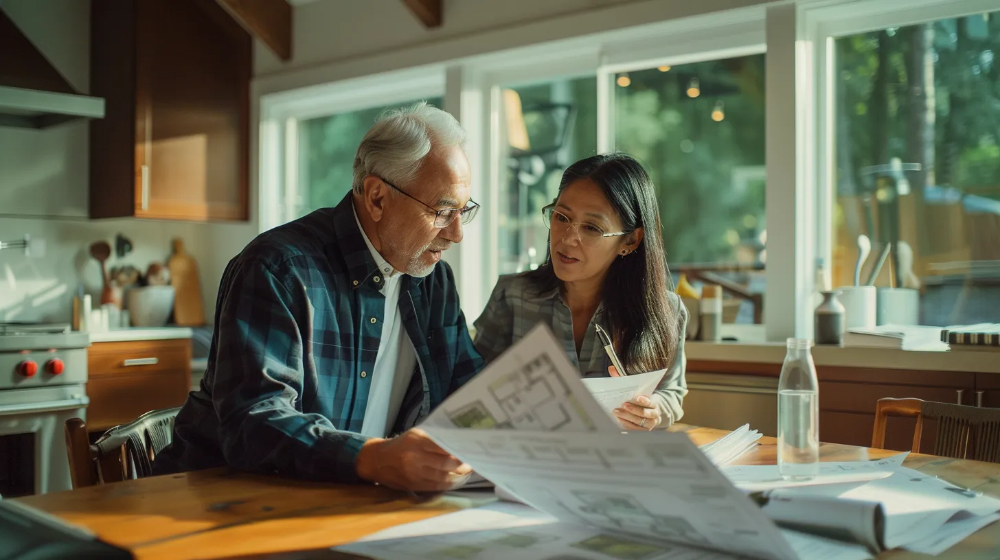 a bright, inviting scene showcases a builder and a homeowner engaged in a vibrant discussion over architectural plans, highlighting the essence of effective communication and collaboration in a custom home project. a bright, inviting scene showcases a builder and a homeowner engaged in a vibrant discussion over architectural plans, highlighting the essence of effective communication and collaboration in a custom home project.