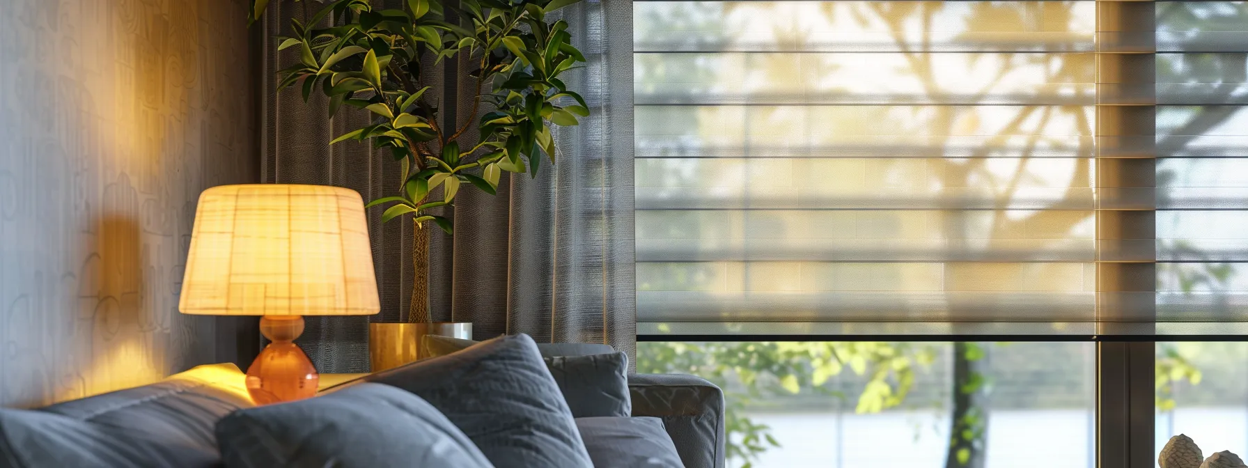 a bright, modern window treatment in a stylish riverside home, enhancing comfort and value with its sleek design and energy-efficient features. a bright, modern window treatment in a stylish riverside home, enhancing comfort and value with its sleek design and energy-efficient features.