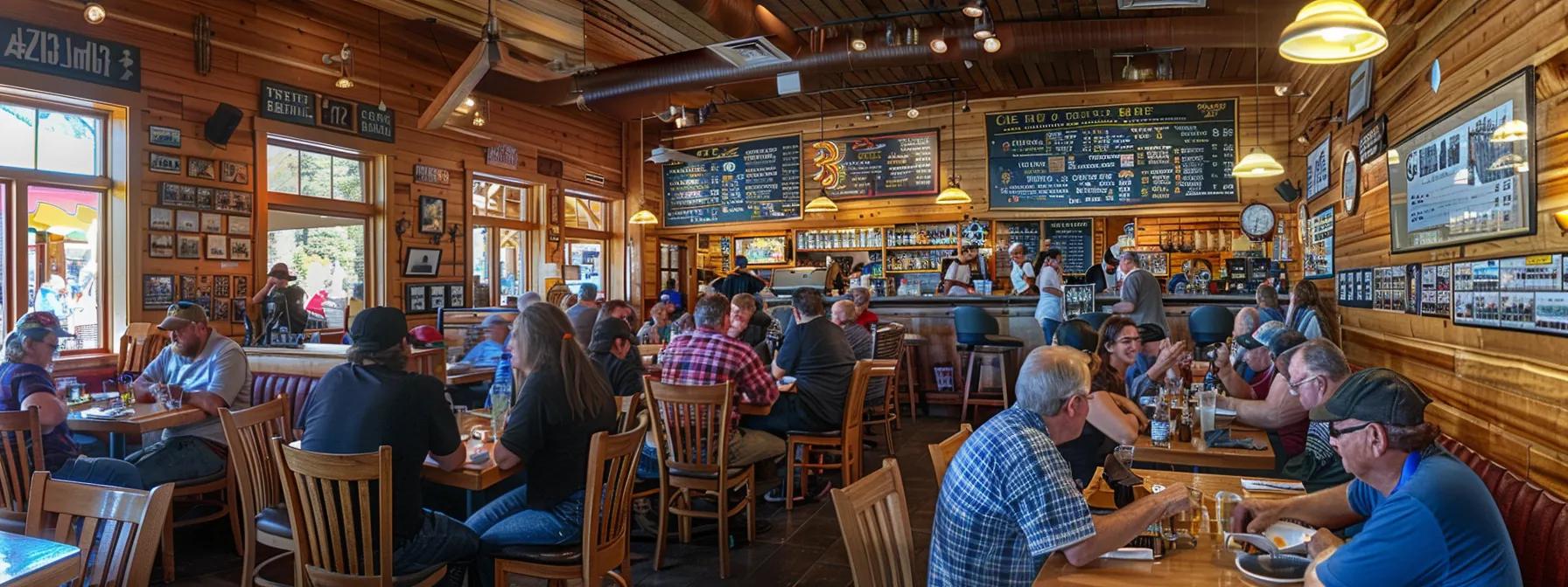 a bustling breckenridge restaurant interior showcases diners engaged in lively discussions over beautifully plated dishes emphasizing locally sourced ingredients, with a chalkboard highlighting its 40-year culinary legacy in the background. a bustling breckenridge restaurant interior showcases diners engaged in lively discussions over beautifully plated dishes emphasizing locally sourced ingredients, with a chalkboard highlighting its 40-year culinary legacy in the background.