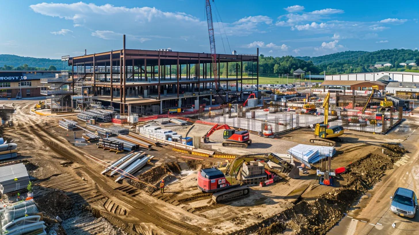 a bustling construction site in knoxville, tn, showcases skilled contractors collaborating on a modern building project, with blueprints spread out and heavy machinery positioned, highlighting their commitment to local expertise and precision in construction. a bustling construction site in knoxville, tn, showcases skilled contractors collaborating on a modern building project, with blueprints spread out and heavy machinery positioned, highlighting their commitment to local expertise and precision in construction.