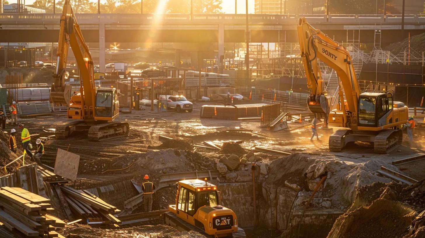 a bustling construction site in knoxville, alive with vibrant workers and machinery under golden sunlight, symbolizes the pulse of local economic growth and community collaboration. a bustling construction site in knoxville, alive with vibrant workers and machinery under golden sunlight, symbolizes the pulse of local economic growth and community collaboration.