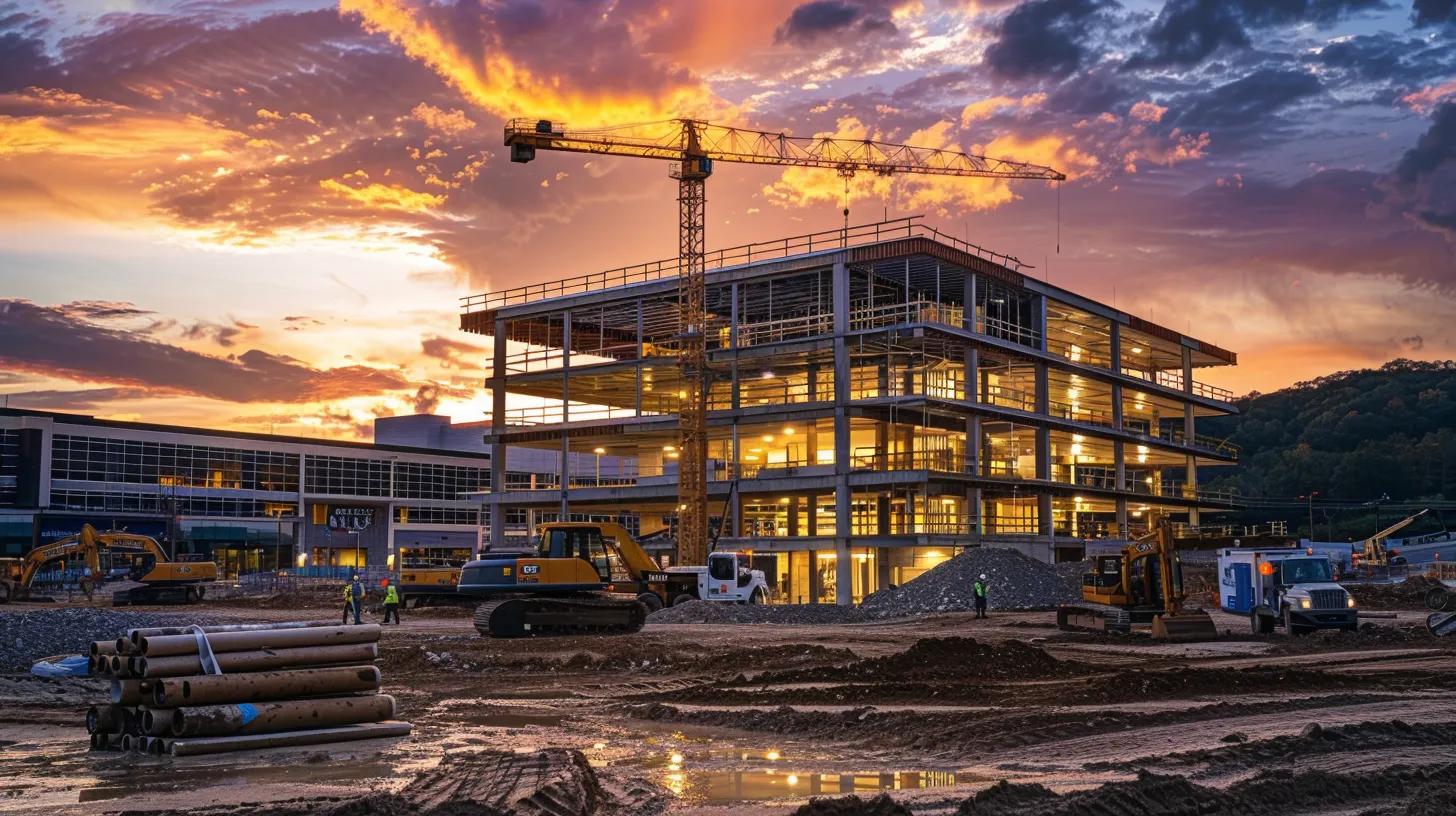 a bustling knoxville construction site showcases local builders expertly collaborating on a modern healthcare facility, illuminated by the warm glow of a sunset, highlighting their deep-rooted community ties and commitment to quality craftsmanship. a bustling knoxville construction site showcases local builders expertly collaborating on a modern healthcare facility, illuminated by the warm glow of a sunset, highlighting their deep-rooted community ties and commitment to quality craftsmanship.