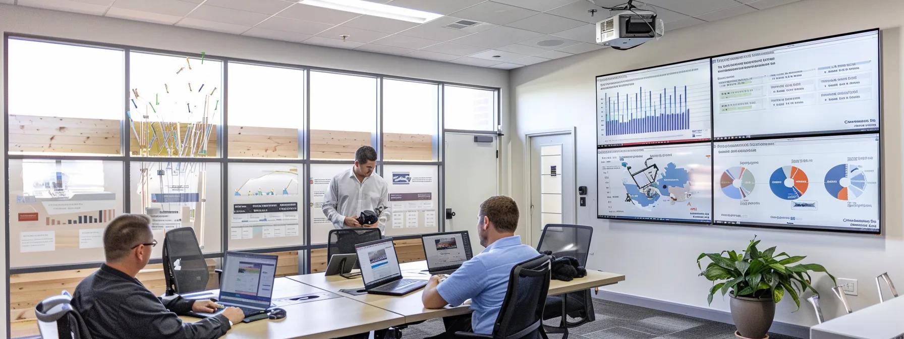 a bustling urban electrical service office showcases a team of professionals engaged in a spirited discussion over project pricing, with detailed charts and graphs illustrating cape cod's higher electrician rates prominently displayed on the wall. a bustling urban electrical service office showcases a team of professionals engaged in a spirited discussion over project pricing, with detailed charts and graphs illustrating cape cod's higher electrician rates prominently displayed on the wall.