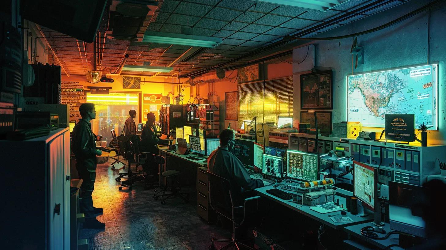 a bustling urban emergency plumbing office is vividly portrayed, showcasing focused professionals engaged in urgent calls, with a digital dashboard displaying real-time requests and maps pinpointing local service areas, all illuminated by bright fluorescent lighting for a sense of urgency and efficiency. a bustling urban emergency plumbing office is vividly portrayed, showcasing focused professionals engaged in urgent calls, with a digital dashboard displaying real-time requests and maps pinpointing local service areas, all illuminated by bright fluorescent lighting for a sense of urgency and efficiency.