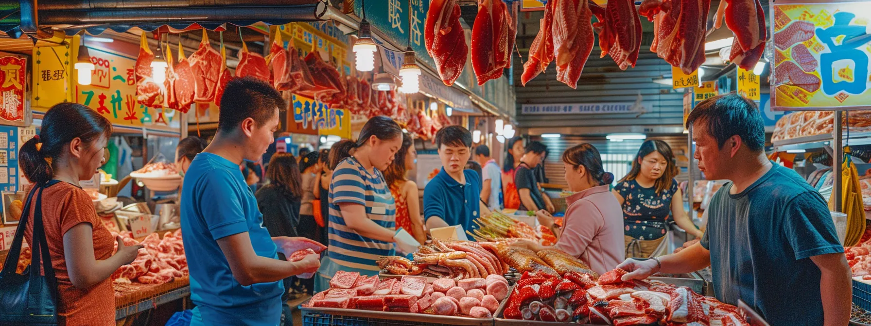 a bustling urban marketplace features a vibrant butcher stand showcasing neatly wrapped packages of premium quarter cow cuts, with knowledgeable staff engaging with eager customers amidst a backdrop of colorful banners promoting local farm sources. a bustling urban marketplace features a vibrant butcher stand showcasing neatly wrapped packages of premium quarter cow cuts, with knowledgeable staff engaging with eager customers amidst a backdrop of colorful banners promoting local farm sources.