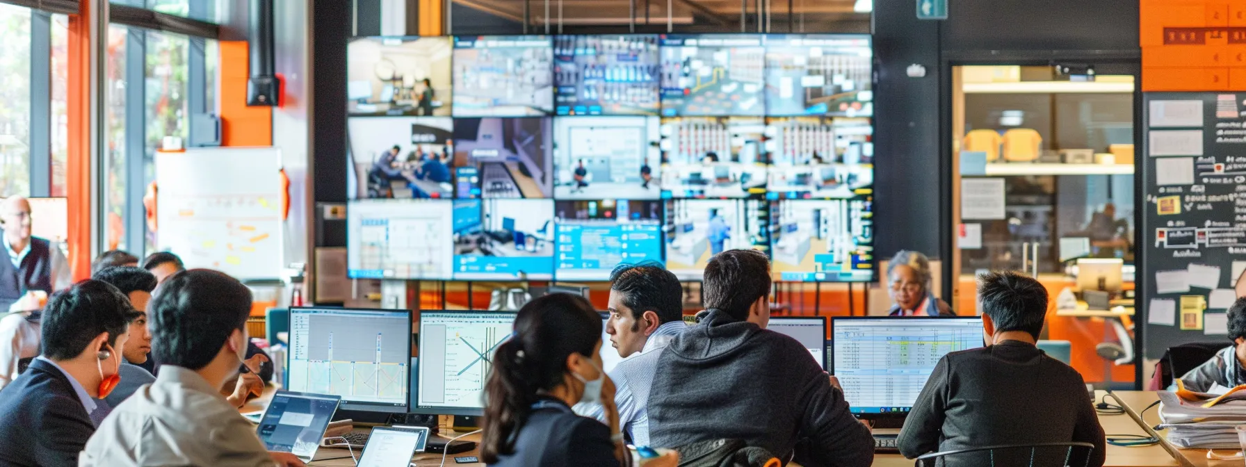 a bustling urban office environment showcases a diverse group of professionals engaged in a detailed discussion around project scopes and electrical estimates, highlighted by digital screens displaying varying electrician rates and construction plans. a bustling urban office environment showcases a diverse group of professionals engaged in a detailed discussion around project scopes and electrical estimates, highlighted by digital screens displaying varying electrician rates and construction plans.