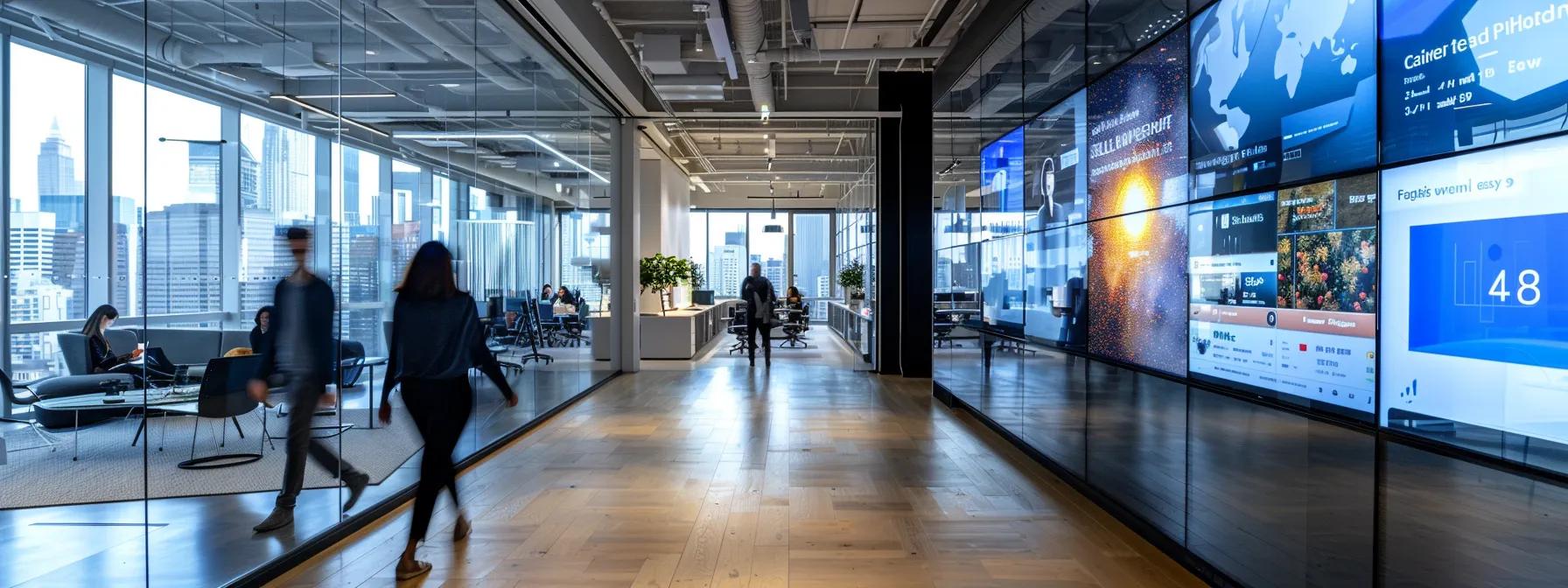 a bustling urban office environment showcases a large digital display featuring glowing customer ratings and positive reviews, symbolizing the impactful connection between client feedback and business reputation. a bustling urban office environment showcases a large digital display featuring glowing customer ratings and positive reviews, symbolizing the impactful connection between client feedback and business reputation.