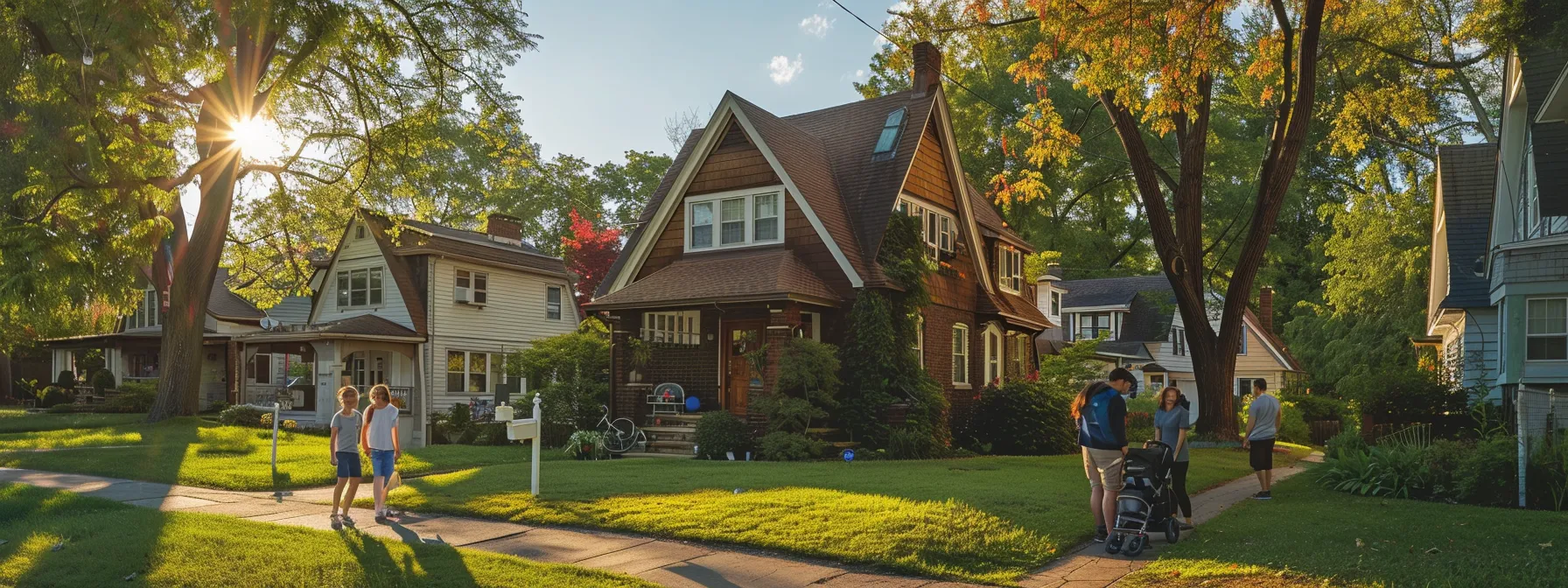 a charming midwest american home with a beautifully designed, steeply pitched roof showcases vibrant energy-efficient features, while cheerful people enjoy the sunny outdoors, illustrating the balance of architectural complexity and community warmth. a charming midwest american home with a beautifully designed, steeply pitched roof showcases vibrant energy-efficient features, while cheerful people enjoy the sunny outdoors, illustrating the balance of architectural complexity and community warmth.
