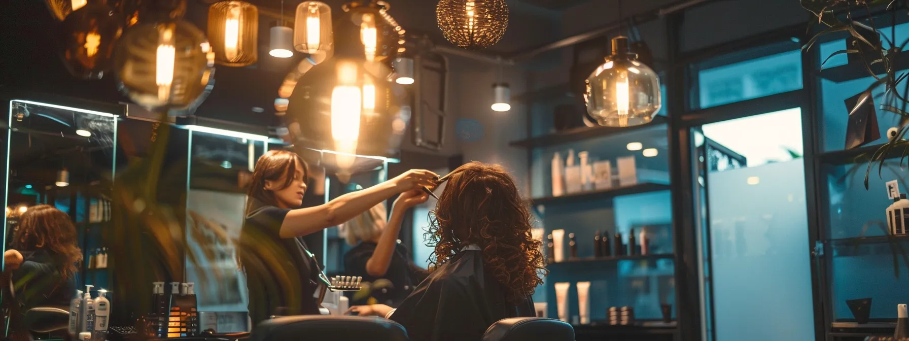 A hairstylist works on a client in a warmly lit salon, representing the foundational steps of understanding Micro Ktip extension application and care. A hairstylist works on a client in a warmly lit salon, representing the foundational steps of understanding Micro Ktip extension application and care.