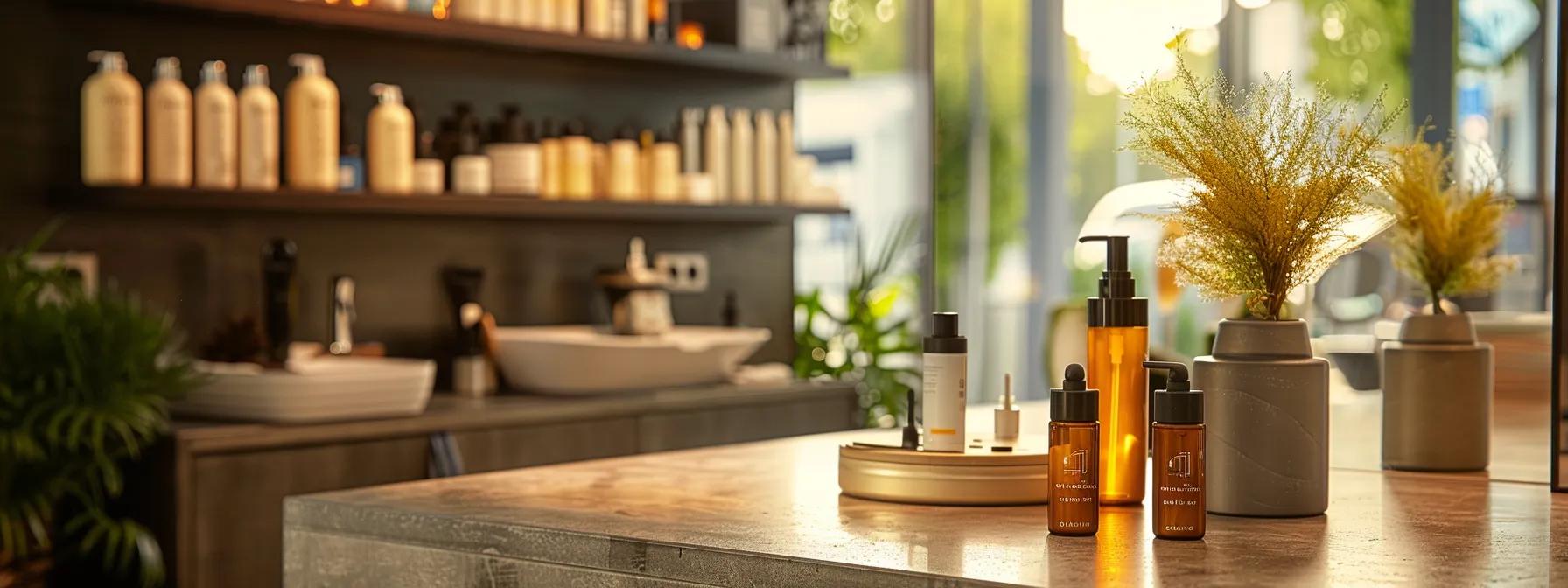 a chic salon interior showcases a stylist gently caring for customized hand-sewn hair extensions, with luxurious hair products artfully arranged on a polished countertop, emphasizing the importance of maintenance for longevity and natural appearance. a chic salon interior showcases a stylist gently caring for customized hand-sewn hair extensions, with luxurious hair products artfully arranged on a polished countertop, emphasizing the importance of maintenance for longevity and natural appearance.
