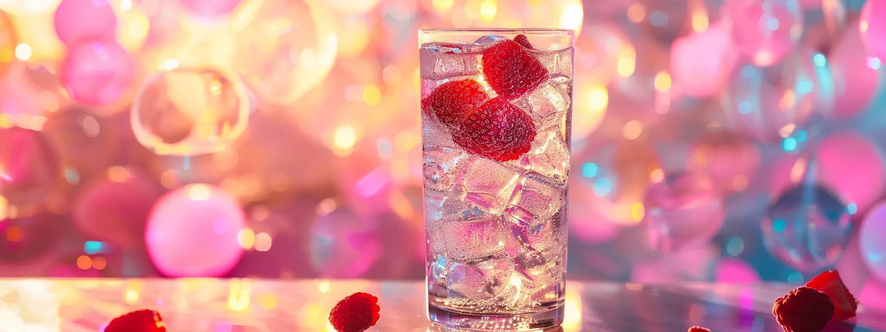 a chilled, effervescent thc-infused seltzer in a clear glass, adorned with a zesty fruit twist, sparkles against a vibrant, dreamy backdrop that exudes a playful, cosmic energy, embodying a bold and social atmosphere perfect for a relaxed evening. a chilled, effervescent thc-infused seltzer in a clear glass, adorned with a zesty fruit twist, sparkles against a vibrant, dreamy backdrop that exudes a playful, cosmic energy, embodying a bold and social atmosphere perfect for a relaxed evening.