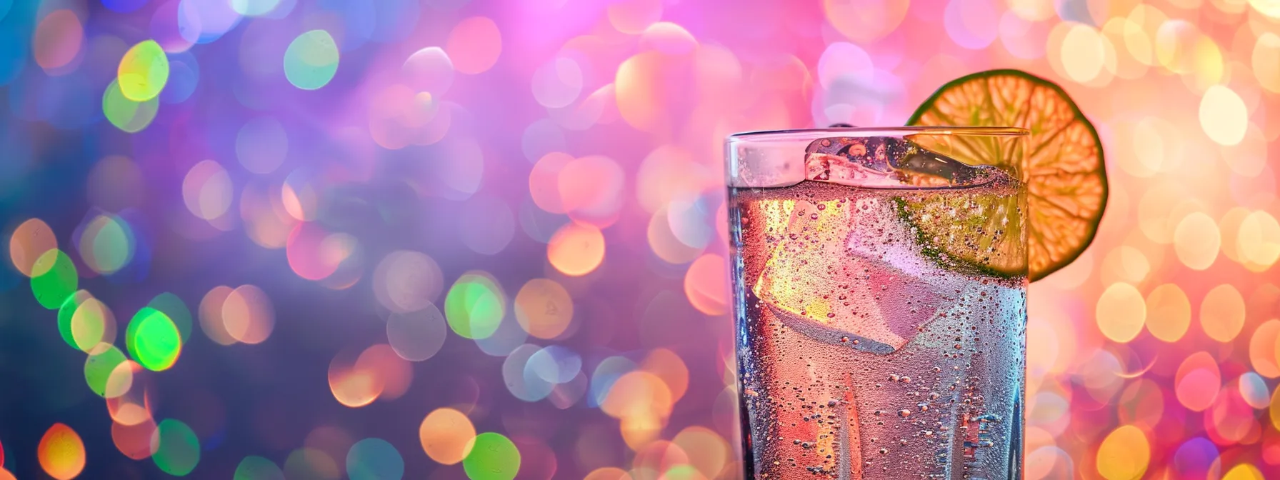 a chilled glass of thc-infused seltzer, effervescent and vibrant with bubbles, is garnished with a twist of fresh lime, set against a whimsical, colorful cosmic backdrop that evokes a playful and relaxed social atmosphere. a chilled glass of thc-infused seltzer, effervescent and vibrant with bubbles, is garnished with a twist of fresh lime, set against a whimsical, colorful cosmic backdrop that evokes a playful and relaxed social atmosphere.