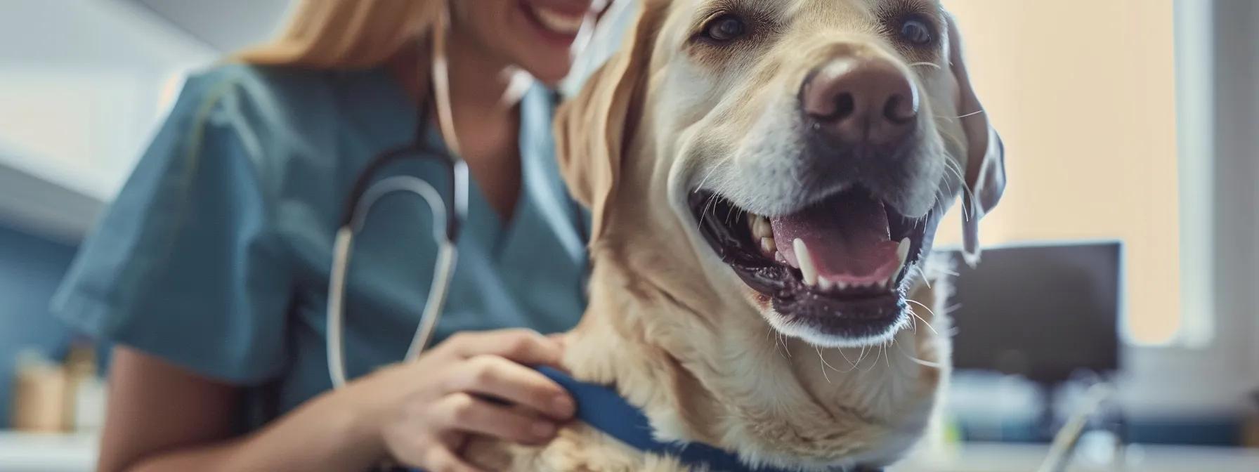 a close-up shot of a sleek, modern veterinary office where a dog owner inspects their dog's teeth under bright, artificial lighting, highlighting the dental health progress with visible signs of reduced plaque and healthy gums. a close-up shot of a sleek, modern veterinary office where a dog owner inspects their dog's teeth under bright, artificial lighting, highlighting the dental health progress with visible signs of reduced plaque and healthy gums.