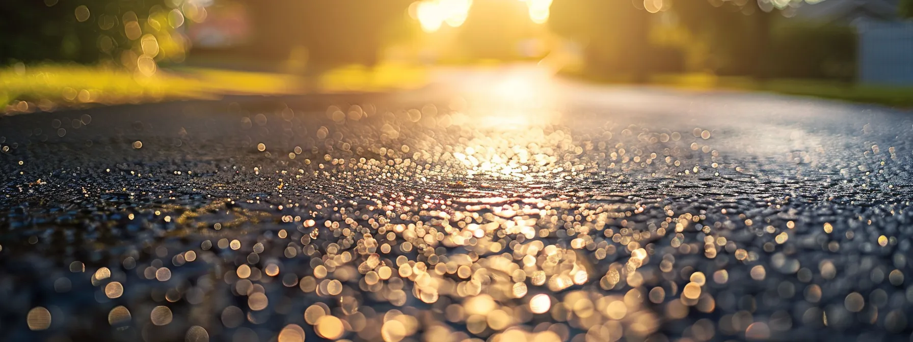 a close-up of a freshly sealed driveway crack glistening in the sunlight, showcasing the smooth, durable silicone sealant against a backdrop of clean, dry asphalt, emphasizing the importance of quality and proper application techniques for long-lasting repairs.