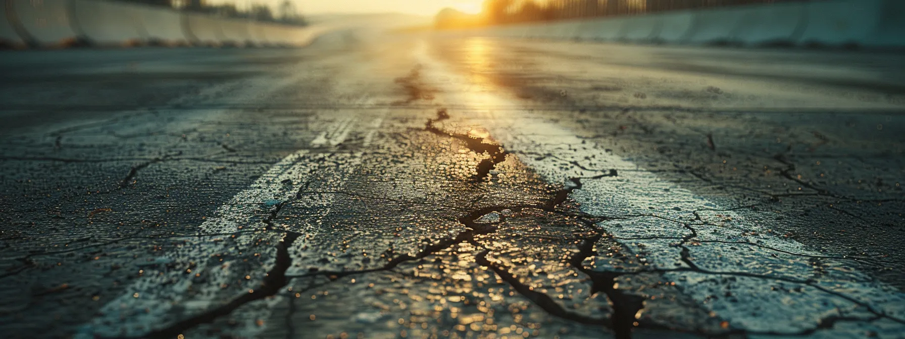 a close-up photo of a cracked concrete pavement next to a smooth asphalt road, showcasing the contrast in durability and lifespan. a close-up photo of a cracked concrete pavement next to a smooth asphalt road, showcasing the contrast in durability and lifespan.