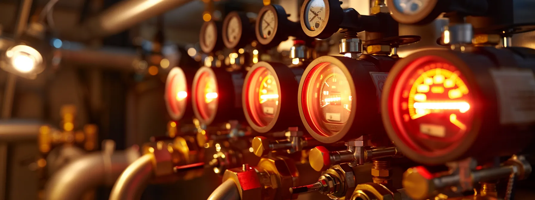 a close-up view of a steam boiler system showcasing the intricate valves and glowing gauges, illuminated by warm, ambient light that highlights the essential components for efficient heating repair and maintenance. a close-up view of a steam boiler system showcasing the intricate valves and glowing gauges, illuminated by warm, ambient light that highlights the essential components for efficient heating repair and maintenance.