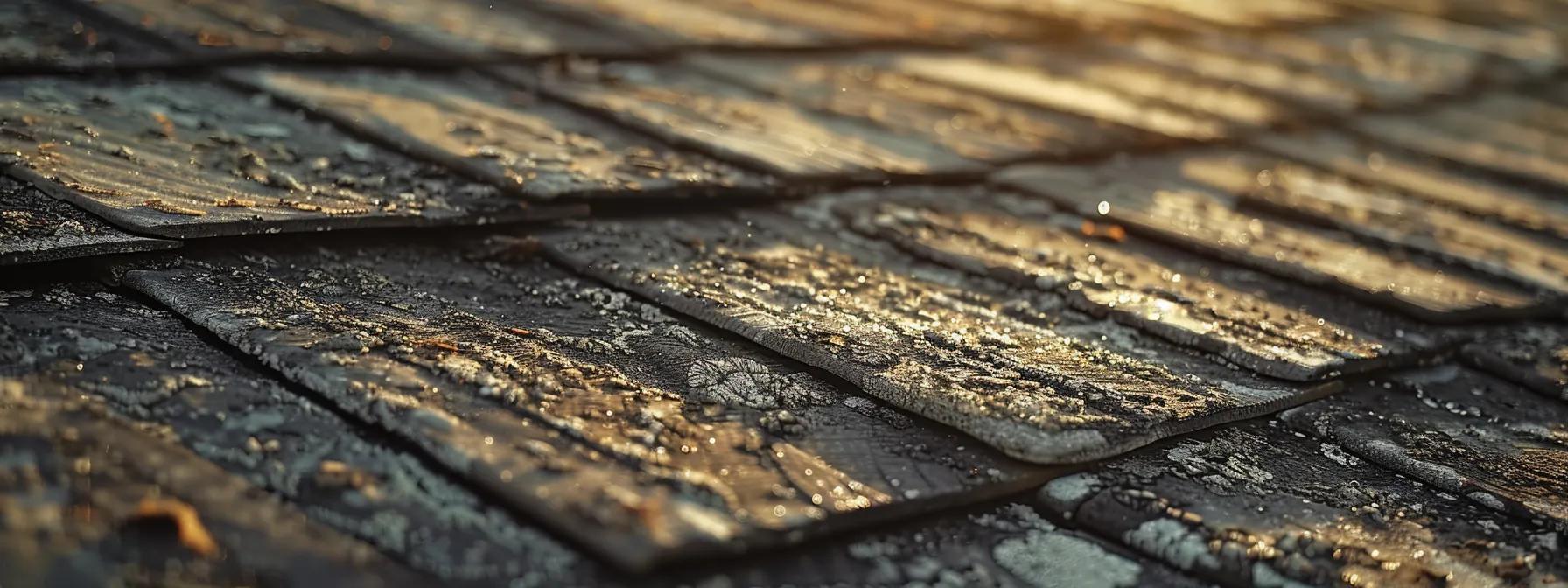 a close-up view of an aging asphalt shingle roof, showing signs of wear and deterioration under dramatic indoor lighting, with a contrasting backdrop of a modern office setting to emphasize the urgency of proactive roof replacement. a close-up view of an aging asphalt shingle roof, showing signs of wear and deterioration under dramatic indoor lighting, with a contrasting backdrop of a modern office setting to emphasize the urgency of proactive roof replacement.