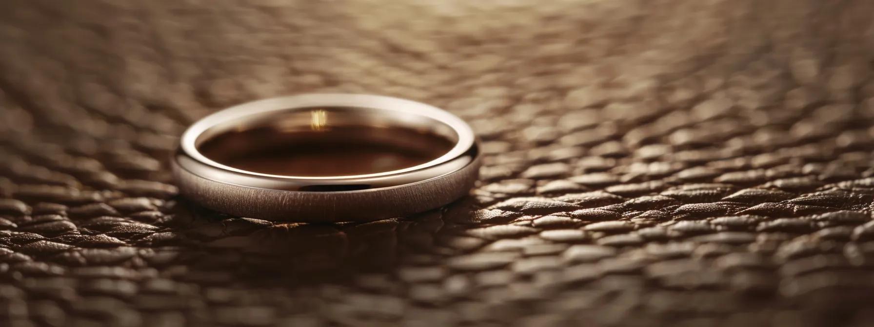 a close-up of an elegant platinum wedding band glimmering under soft studio lighting, set against a minimalist textured background, emphasizing its hypoallergenic properties and luxurious design, ideal for those with sensitive skin. a close-up of an elegant platinum wedding band glimmering under soft studio lighting, set against a minimalist textured background, emphasizing its hypoallergenic properties and luxurious design, ideal for those with sensitive skin.