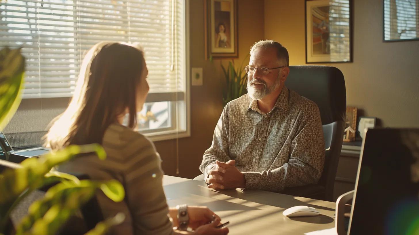 a confident client engages in a face-to-face meeting with a reputable local contractor in a well-lit, welcoming office, emphasizing trust and accountability in their professional relationship. a confident client engages in a face-to-face meeting with a reputable local contractor in a well-lit, welcoming office, emphasizing trust and accountability in their professional relationship.