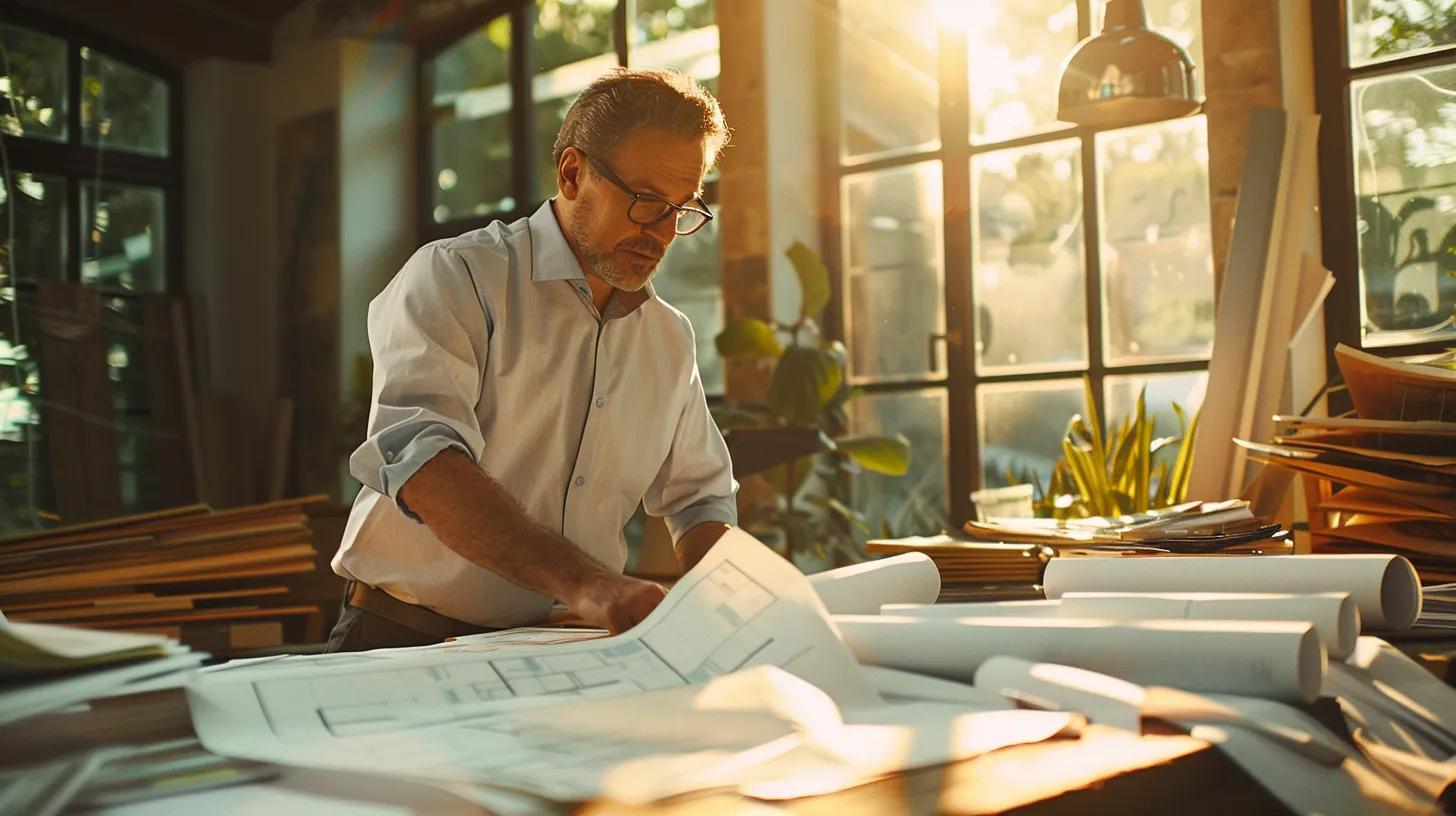 a confident homeowner engages in a thoughtful conversation with a knowledgeable custom home builder in a bright, sunlit office filled with architectural plans and samples, symbolizing trust and open communication. a confident homeowner engages in a thoughtful conversation with a knowledgeable custom home builder in a bright, sunlit office filled with architectural plans and samples, symbolizing trust and open communication.