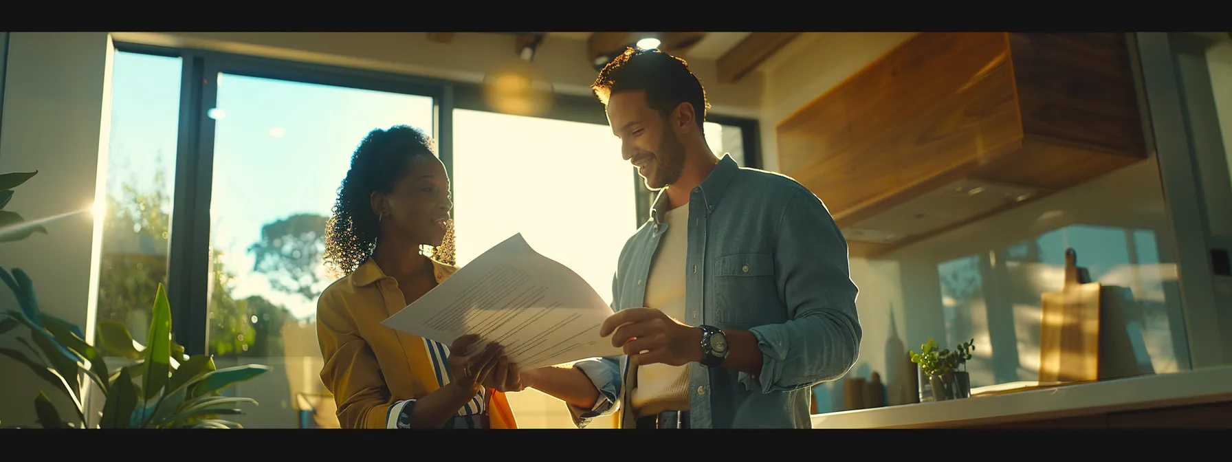 a confident homeowner reviewing a contract with a trustworthy, licensed real estate agent in a well-lit office setting. a confident homeowner reviewing a contract with a trustworthy, licensed real estate agent in a well-lit office setting.