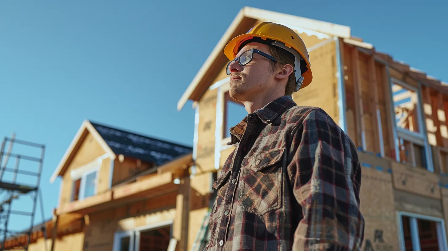 a confident homeowner stands at a construction site, engaging in a focused discussion with a diverse team of contractors. a confident homeowner stands at a construction site, engaging in a focused discussion with a diverse team of contractors.