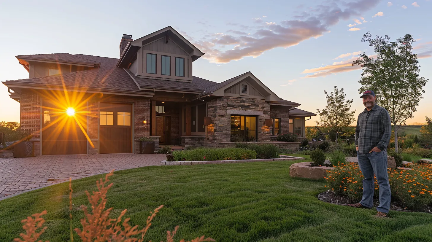 a confident homeowner stands in front of a beautifully crafted custom home, bathed in warm afternoon sunlight, highlighting the meticulous craftsmanship and inviting design that exemplifies the builder's strong reputation and commitment to quality. a confident homeowner stands in front of a beautifully crafted custom home, bathed in warm afternoon sunlight, highlighting the meticulous craftsmanship and inviting design that exemplifies the builder's strong reputation and commitment to quality.