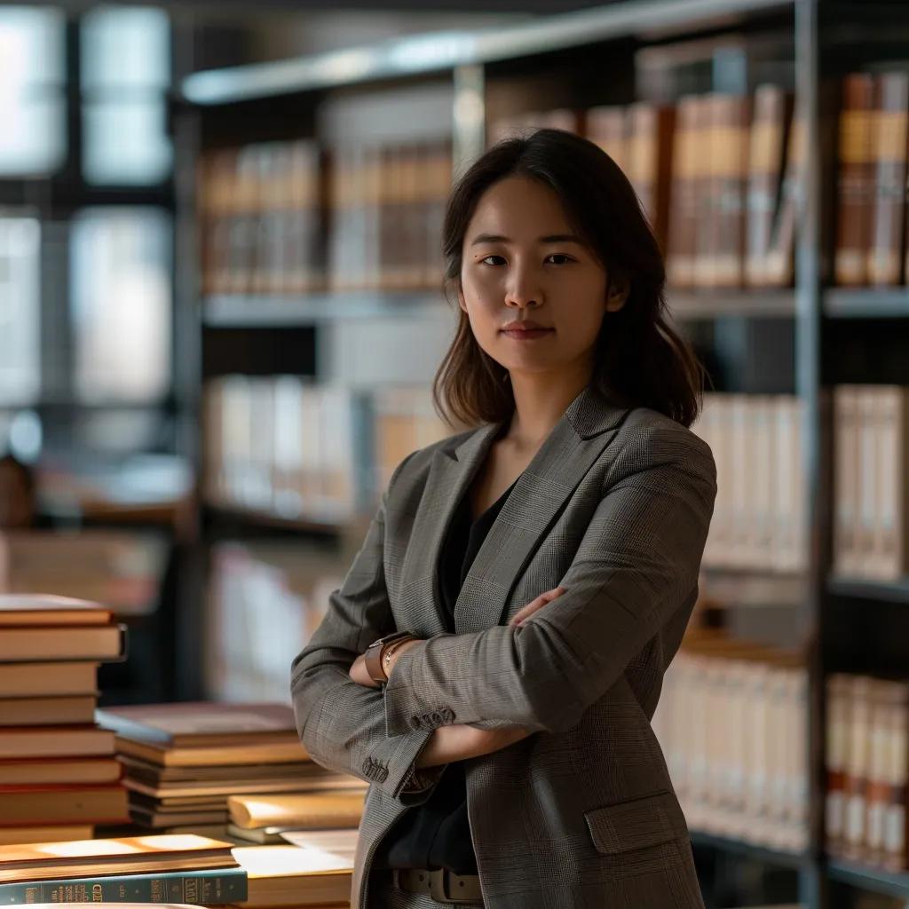 a confident immigration attorney stands in a modern office, surrounded by legal books and documents, as they discuss important case details with a client, highlighting the theme of expert guidance in navigating immigration law.